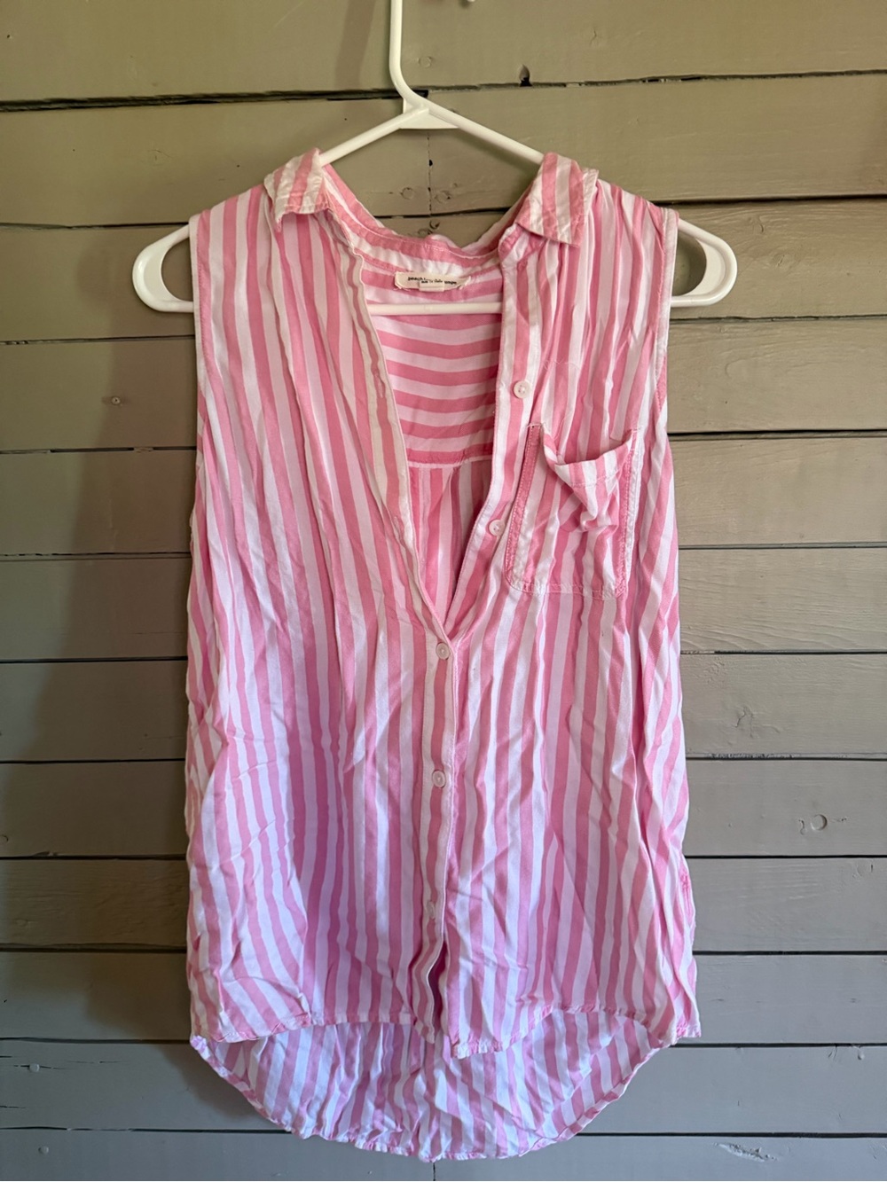 beachlunchlounge Pink and White Striped Sleeveless Top